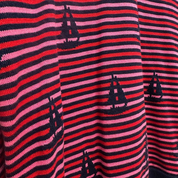 Tommy Hilfiger Women’s Nautical Striped V-Neck Sweater - Red Navy Pink Sz M NWOT - Picture 4 of 7